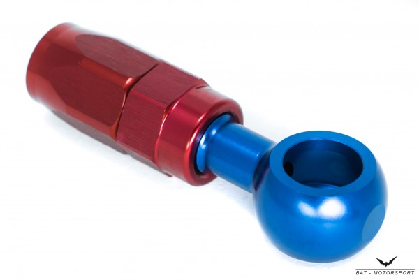 Dash 4 / -4 AN / JIC 4 M12 (12.2mm) Eye Banjo NBR Hose Fitting Red/Blue Anodized